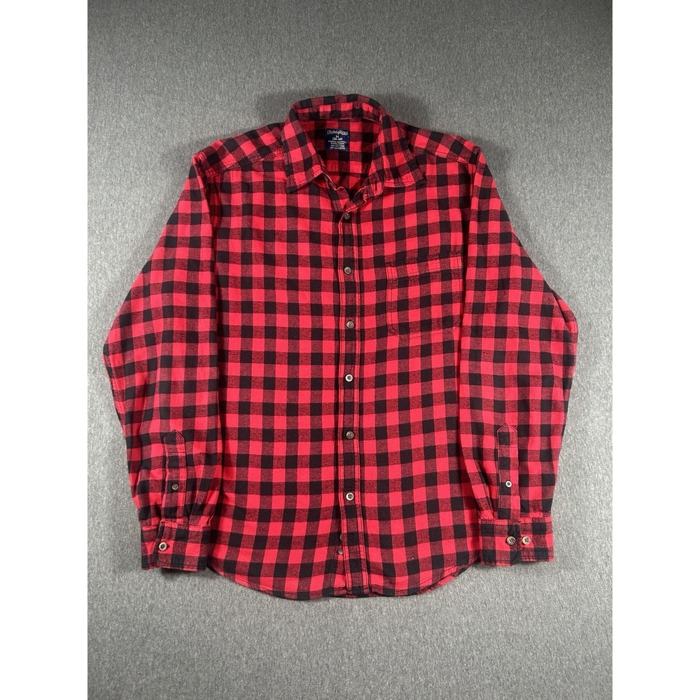 Faded Glory Men's Red and Black Buffalo Plaid FlannelButton Up Shirt Size M